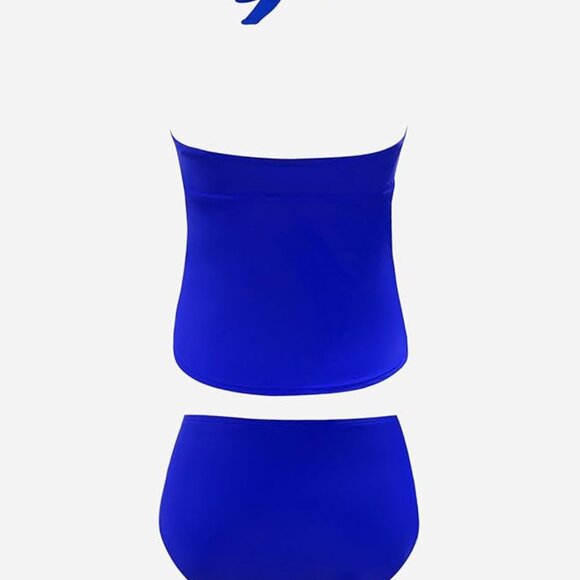 NWT Women’s Blue Plus Size Tankini Set Halter V Neck SZ XXL - Picture 3 of 9